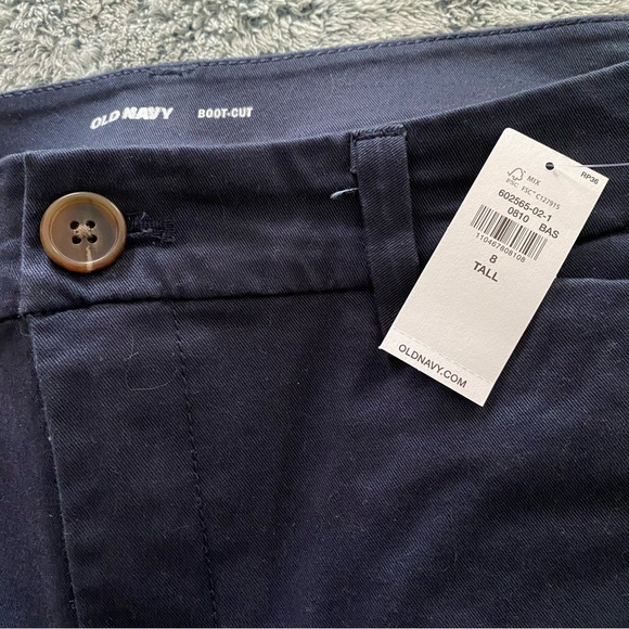 Old Navy Mid-Rise Boot Cut Khaki Classic Navy 8 Tall NWT - Picture 2 of 4